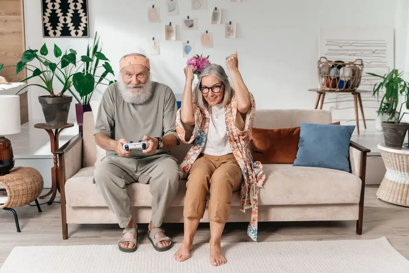 Older couple relaxing at home